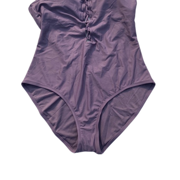 Shade & Shore Lace up Lilac Purple One Piece Swim Suit Women's Size Medium - Picture 5 of 6